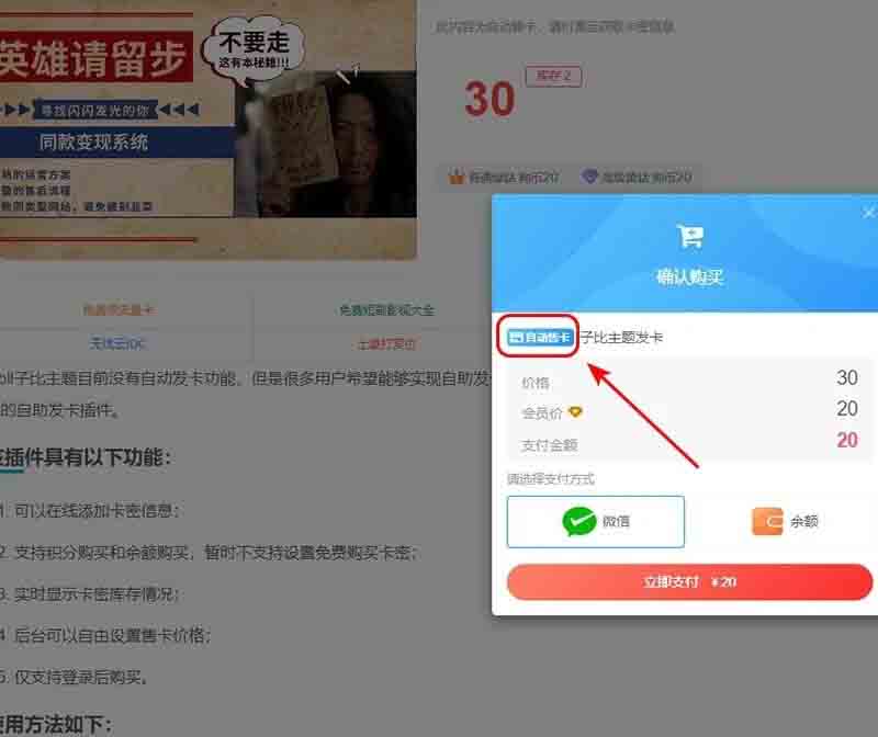 Zibll子比主题发卡插件源码